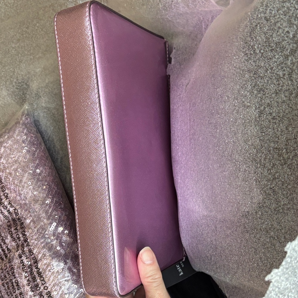 kate spade NWT Kenzie small Metallic Quartz Pink Convertinle Crossbody Clutch - Picture 10 of 16